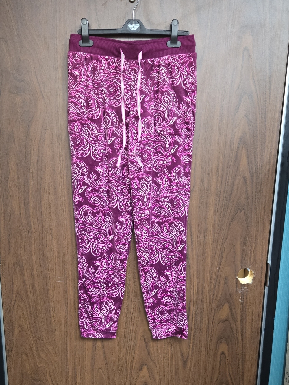 Nautica Size S Pink Burgundy Paisley Velour Pajama Pant
